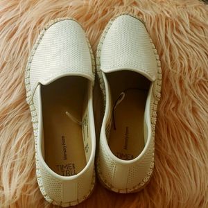 White faux leather espadrilles